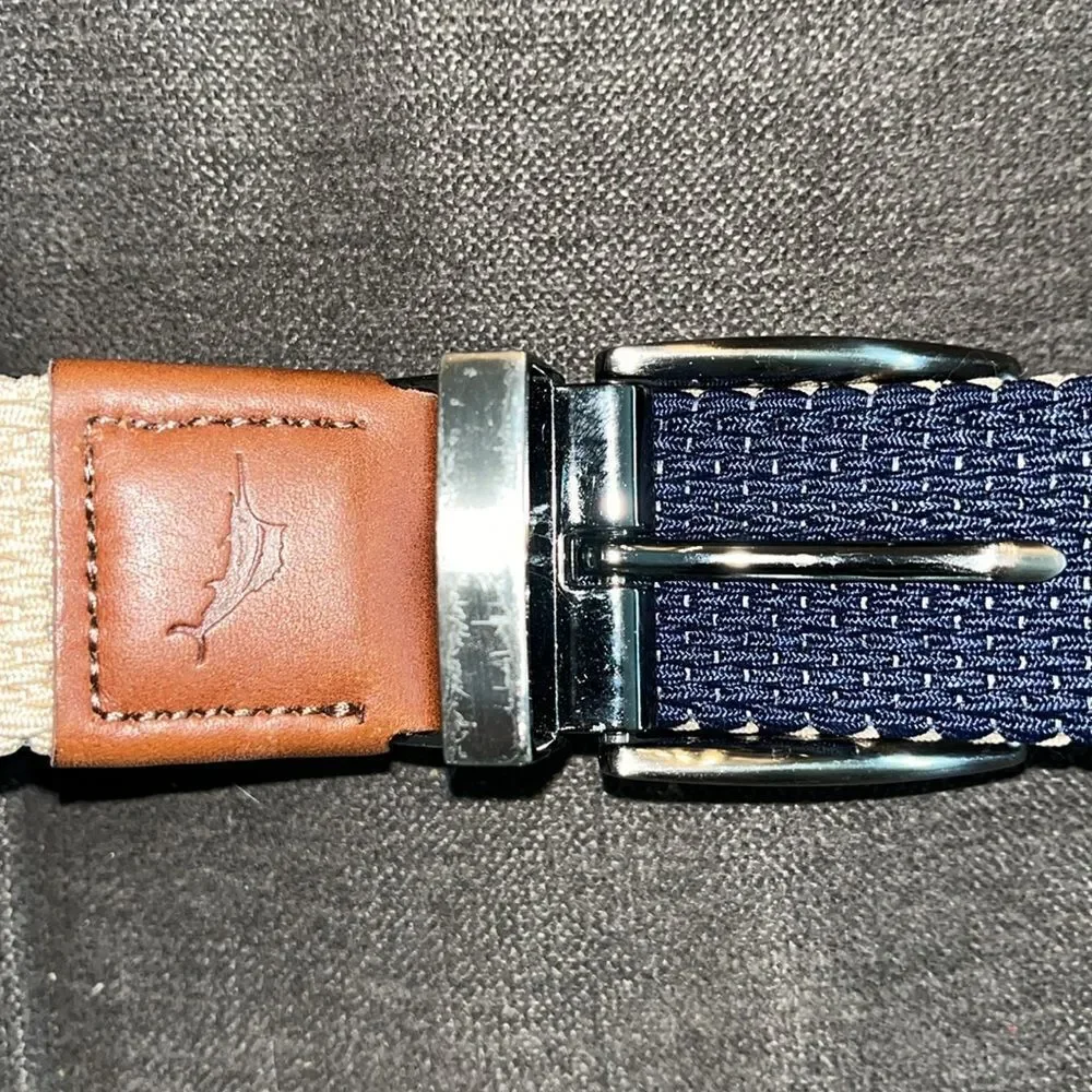 TOMMY BAHAMA Reversible 2 color Men’s Stretch Belt w/leather trim L/XL 38-42